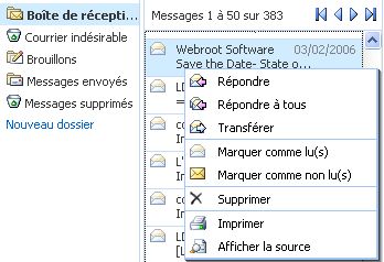 clic droit Windows Live Mail